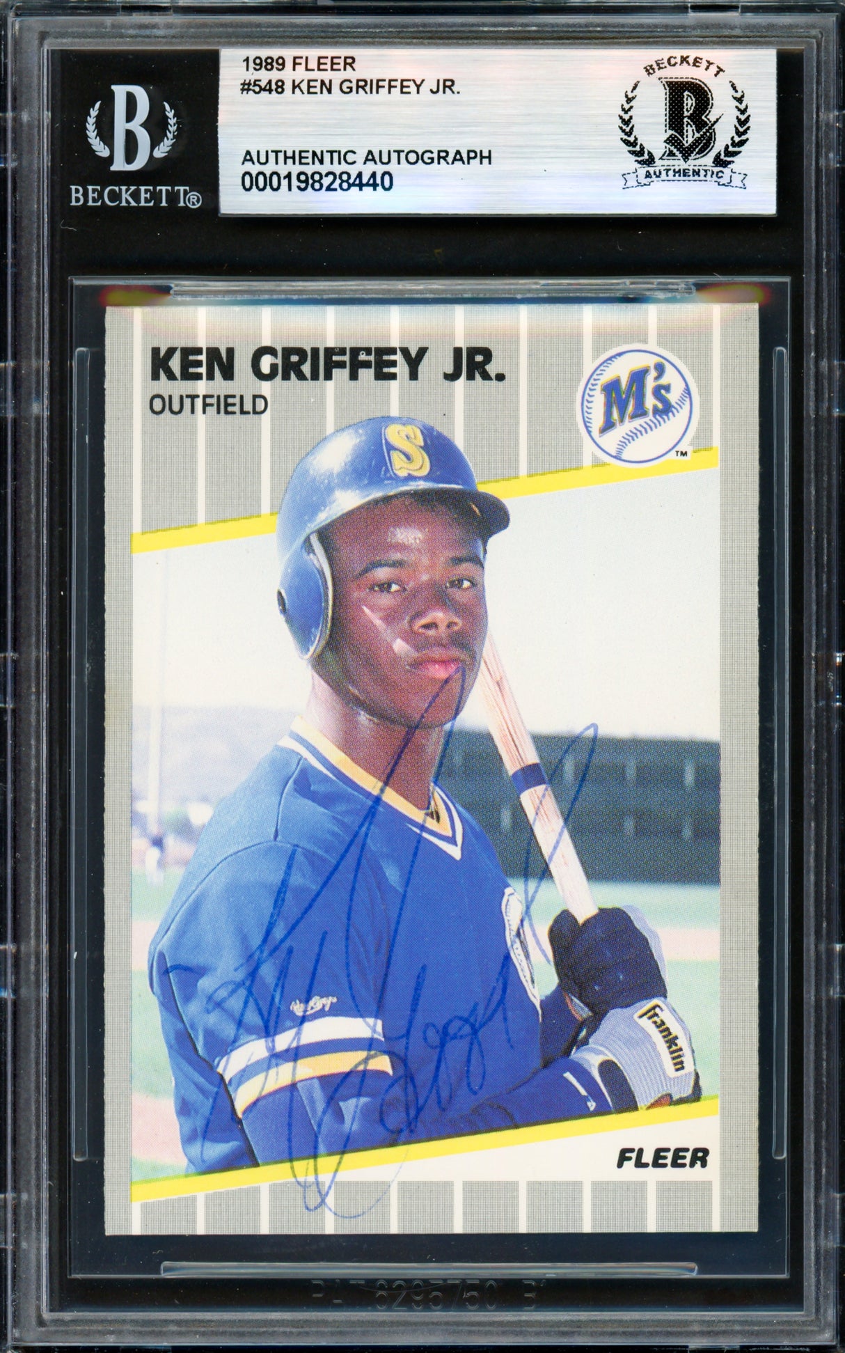 Ken Griffey Jr. Autographed 1989 Fleer Rookie Card #548 Seattle Mariners Vintage Rookie Signature Beckett BAS #19828440