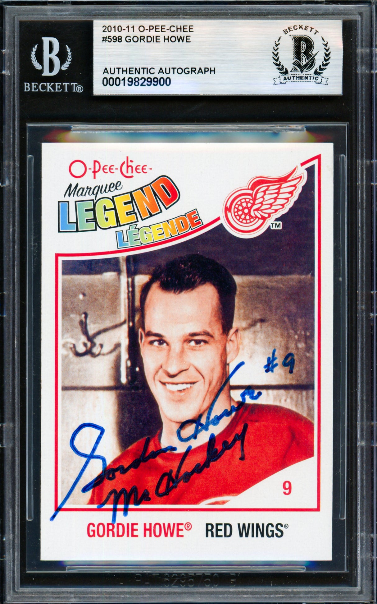 Gordie Howe Autographed 2010-11 O Pee Chee Marquee Card #598 Detroit Red Wings "Mr Hockey" Beckett BAS #19829900