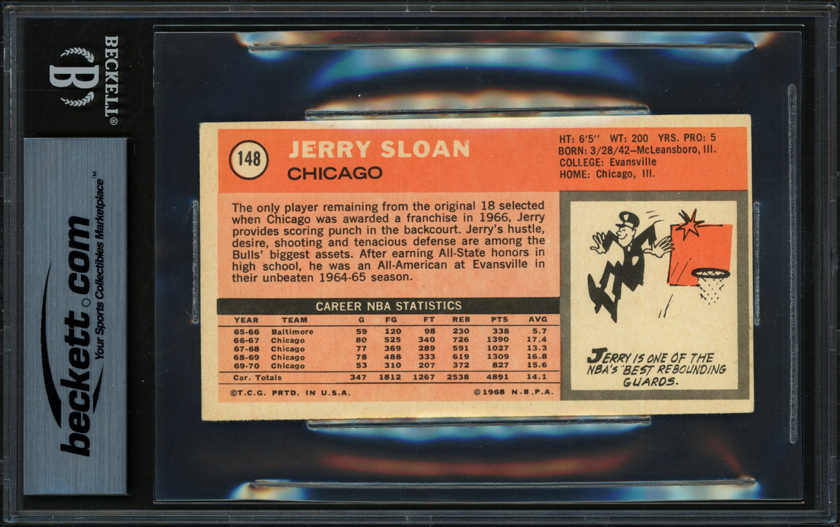 Jerry Sloan Autographed 1970-71 Topps Rookie Card #148 Chicago Bulls Beckett BAS #19831583
