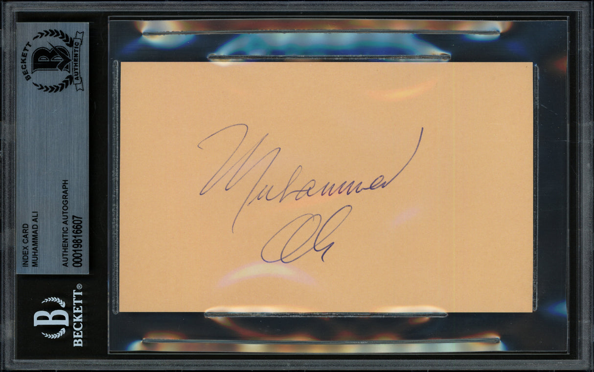 Muhammad Ali Autographed 3x5 Index Card Vintage Signature Beckett BAS #19816607