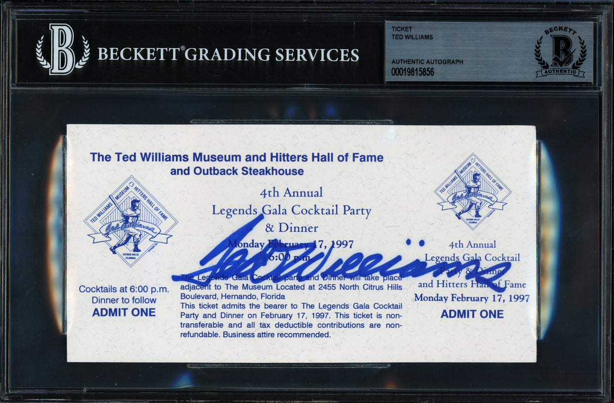 Ted Williams Autographed 1997 Ticket Boston Red Sox Beckett BAS #19815856