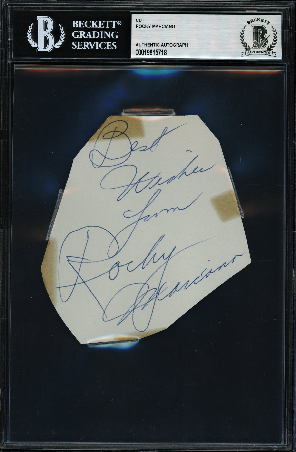 Rocky Marciano Autographed 4x4 Cut Signature "Best Wishes" Beckett BAS #19815718