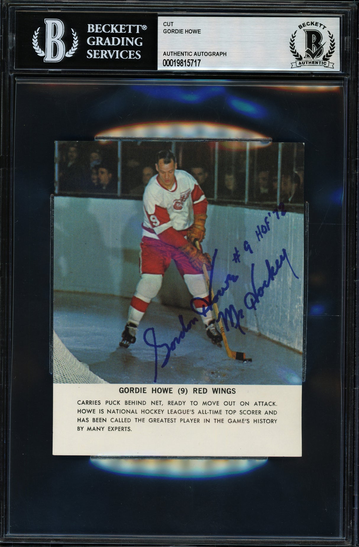 Gordie Howe Autographed 4.25x5 Photo Detroit Red Wings "Mr. Hockey" Beckett BAS #19815717