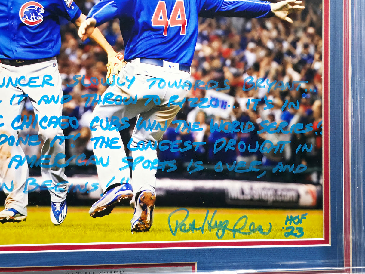 Pat Hughes Autographed Framed 16x20 Photo Chicago Cubs 2016 World Series Play By Play JSA #AU79270