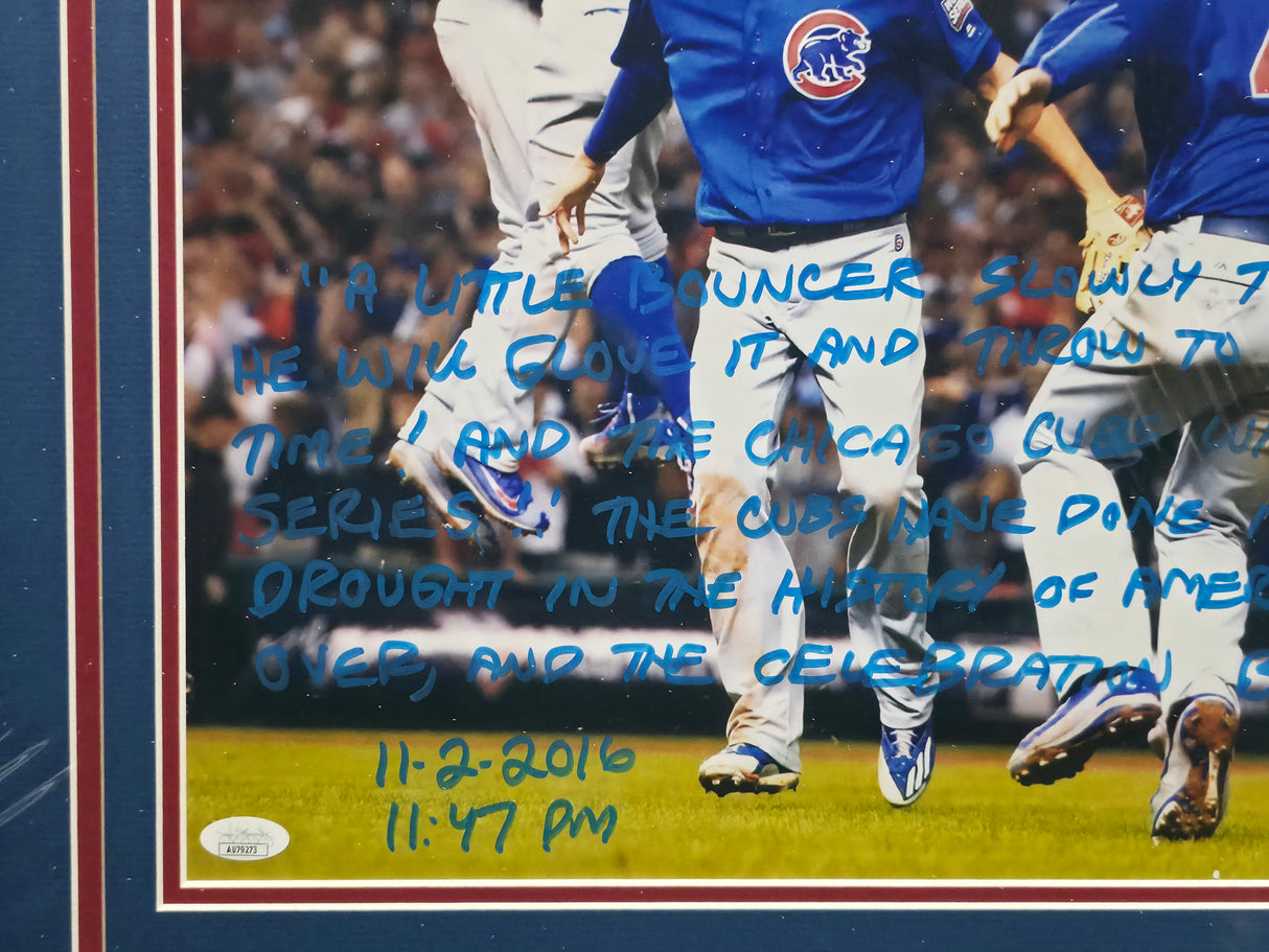 Pat Hughes Autographed Framed 16x20 Photo Chicago Cubs 2016 World Series Play By Play JSA #AU79273