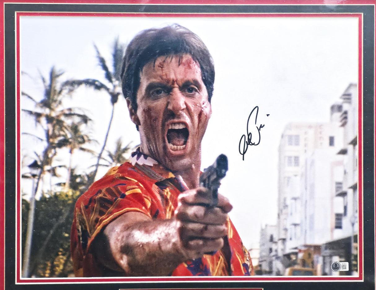 Al Pacino Autographed Framed 16x20 Photo Scarface Beckett BAS QR #BN16674