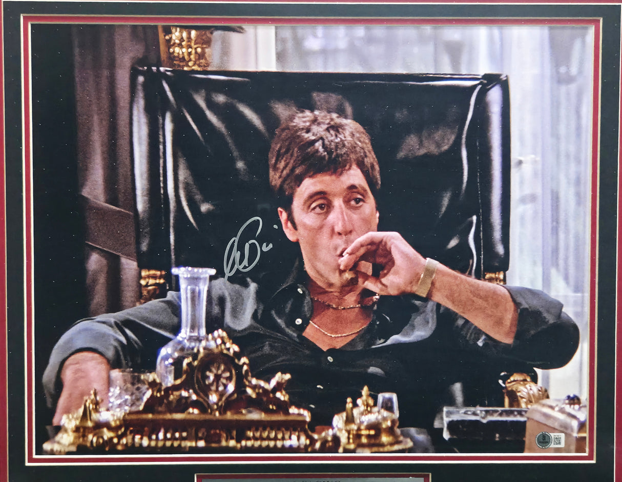 Al Pacino Autographed Framed 16x20 Photo Scarface Beckett BAS QR #BN16673