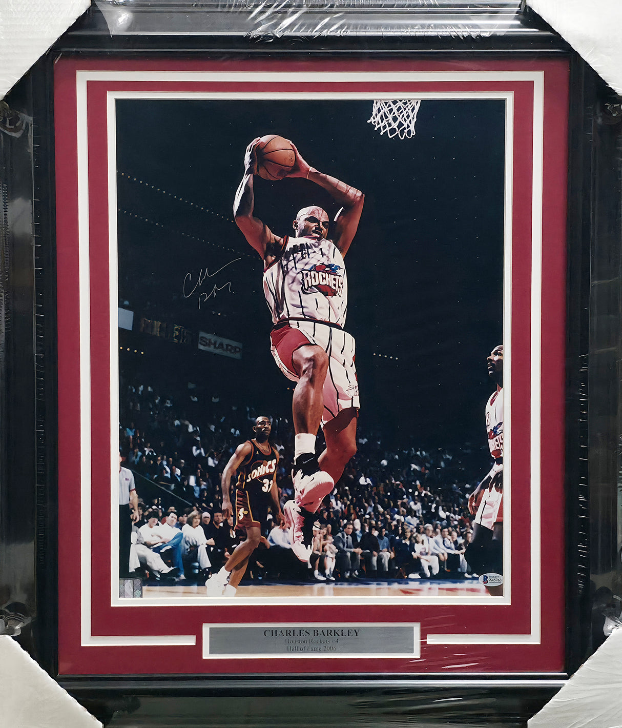 Charles Barkley Autographed Framed 16x20 Photo Houston Rockets Beckett BAS #Z45763