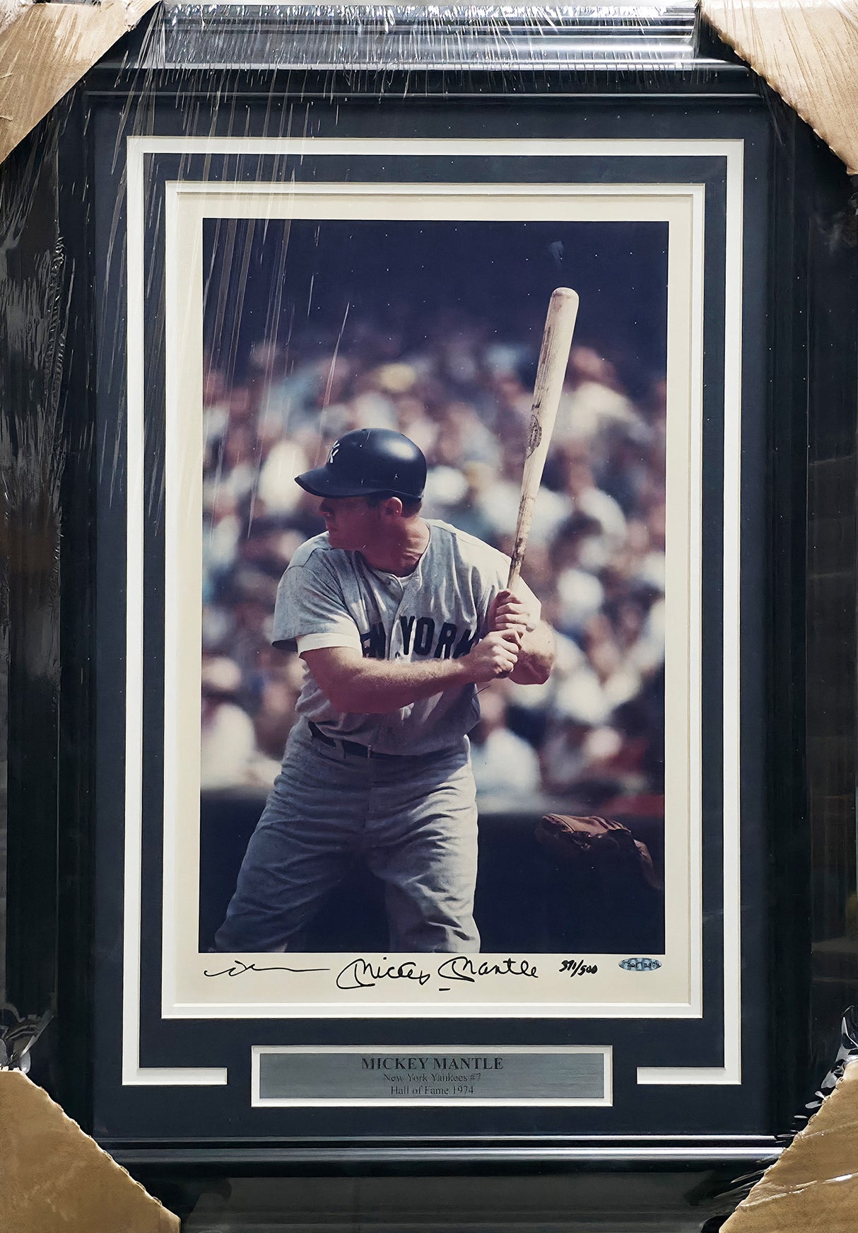 Mickey Mantle Autographed Framed 12x20 Neil Leifer Photo New York Yankees #371/500 UDA Holo #AAE15989