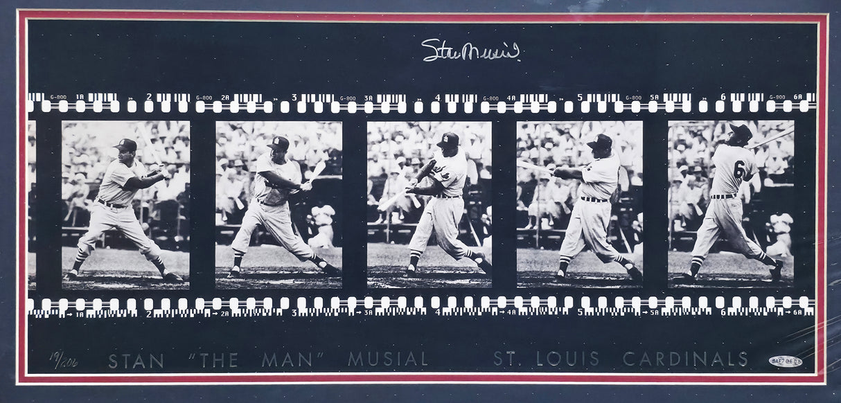 Stan Musial Autographed Framed 11x24 Film Strip Photo St. Louis Cardinals UDA Holo #BAF70608