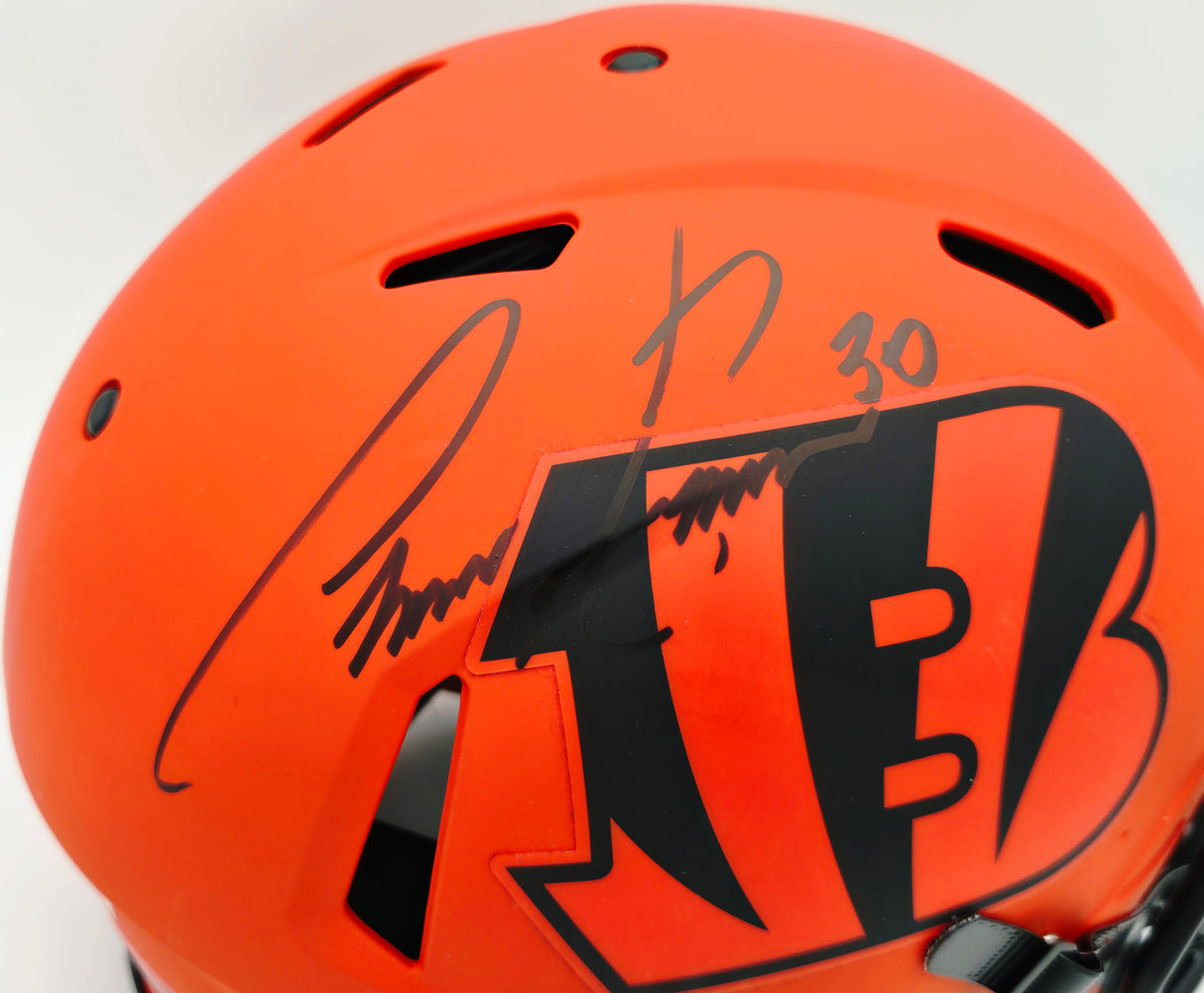 Chase Brown Autographed Cincinnati Bengals Orange Full Size Speed Authentic Helmet Fanatics Holo #KG25856751