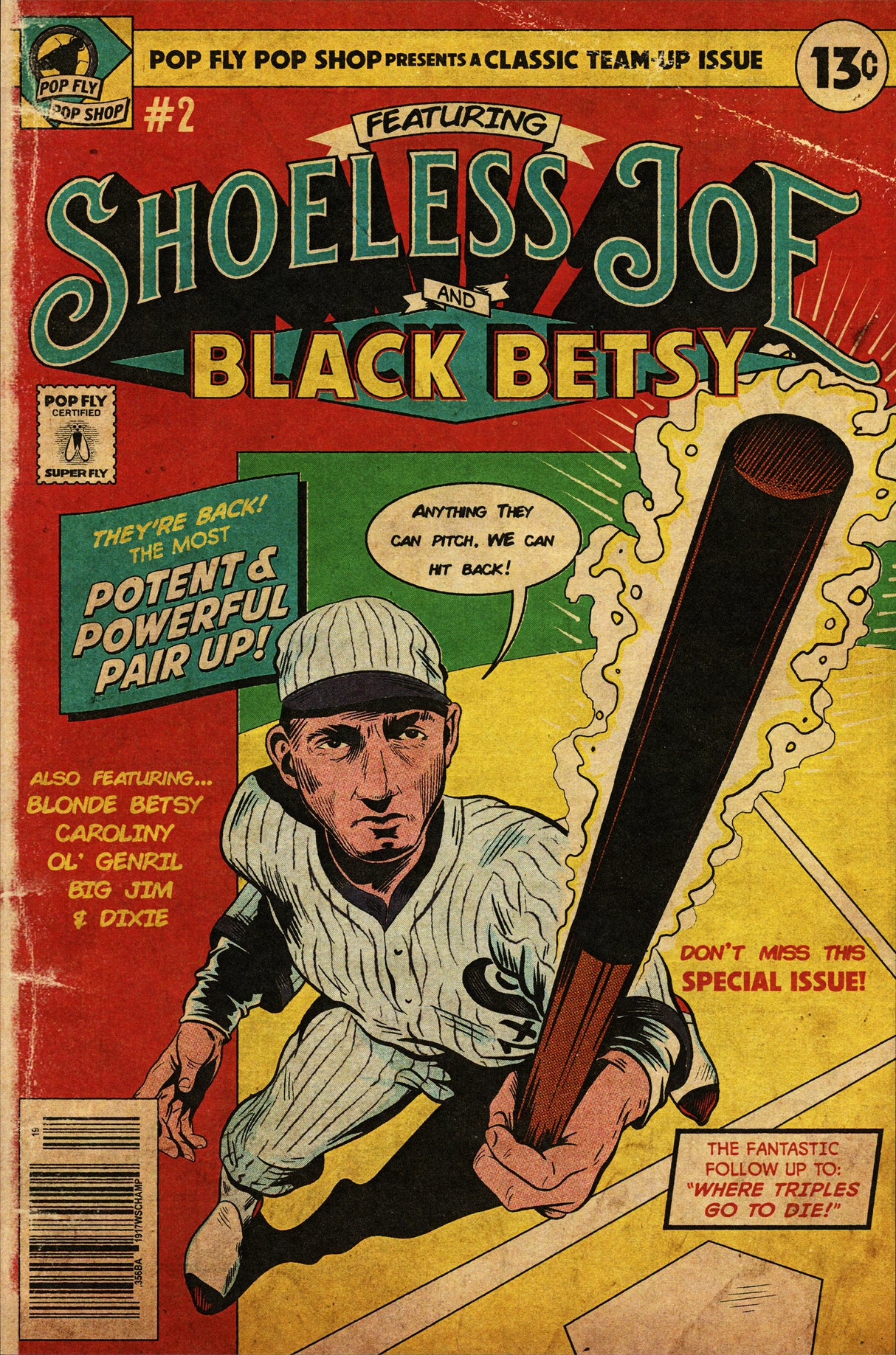 Unsigned Joe Jackson "Shoeless Joe" Chicago White Sox Pop Fly Pop Shop Print Signed by Artist #120/356 SKU #266175