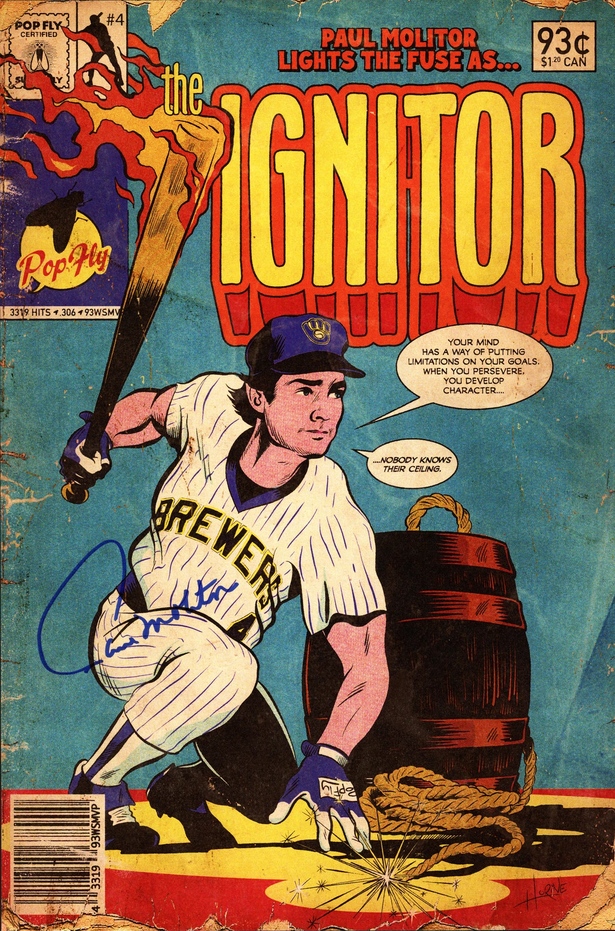 Paul Molitor Autographed Pop Fly Pop Shop Print "Ignitor" Milwaukee Brewers Signed by Artist #247/456 SKU #266203
