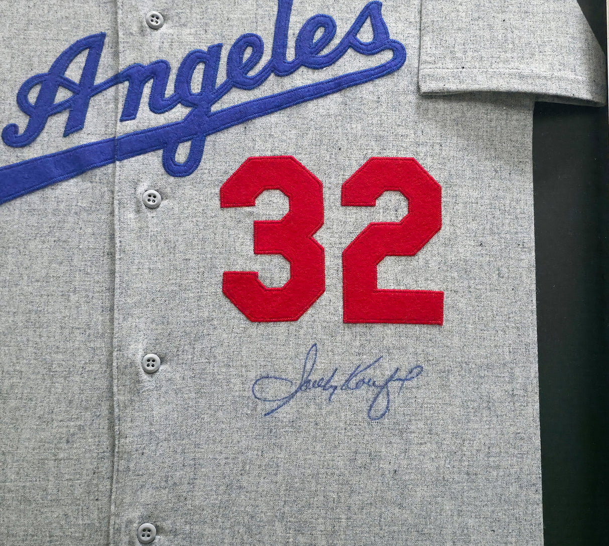 Los Angeles Dodgers Sandy Koufax Autographed Framed Gray Mitchell & Ness Jersey MLB Holo & Steiner Holo SKU #266232