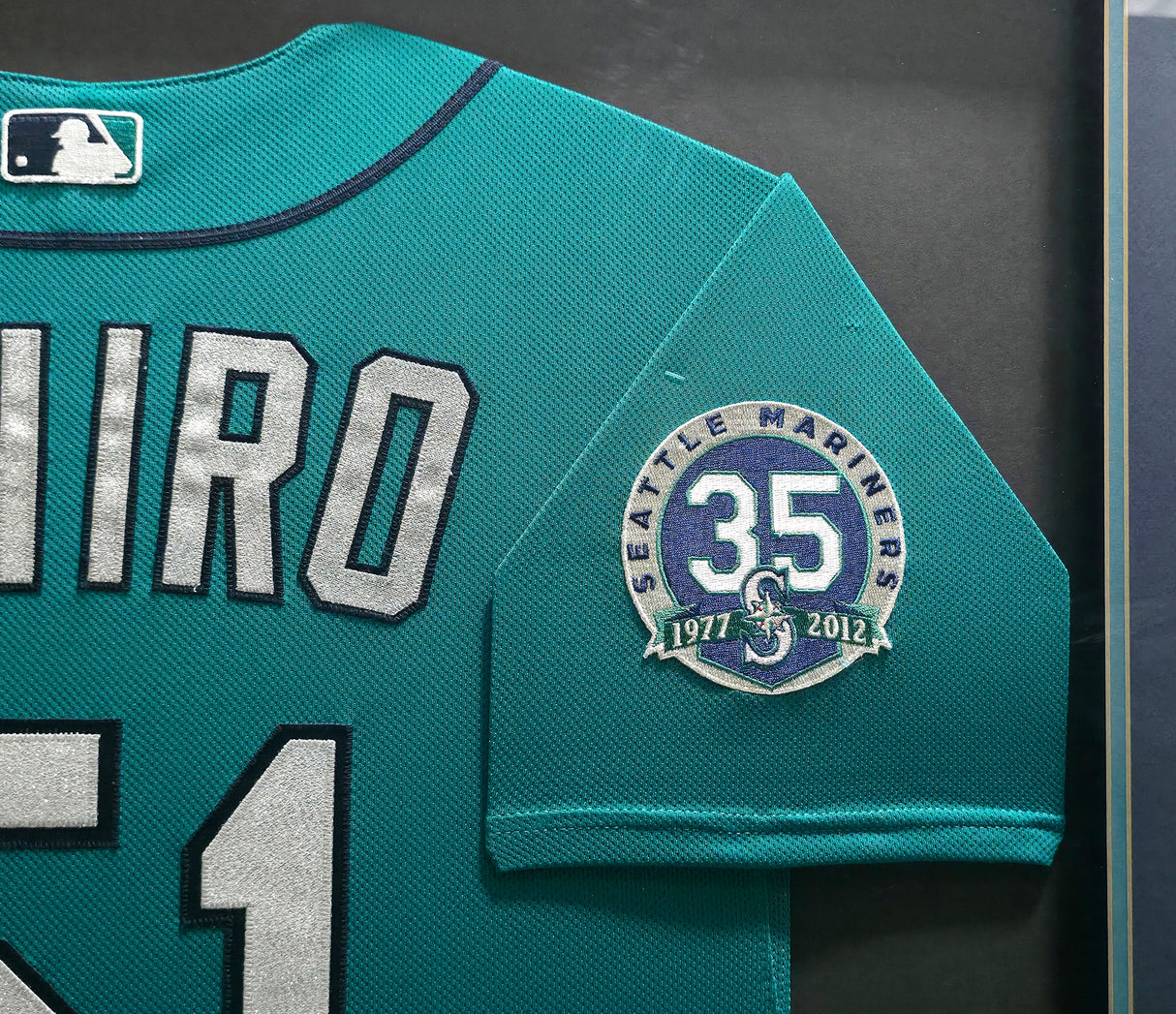 Seattle Mariners Ichiro Suzuki Autographed Framed Teal Majestic 35th Anniversary Game Used Jersey "12 GU & #51" SKU #266240