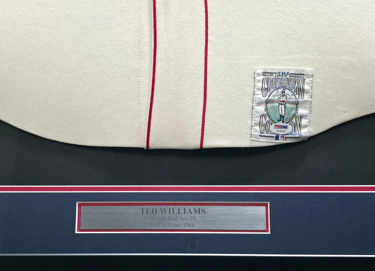 Boston Red Sox Ted Williams Autographed Framed Cream Mitchell & Ness Centennial Jersey PSA/DNA #AC09145