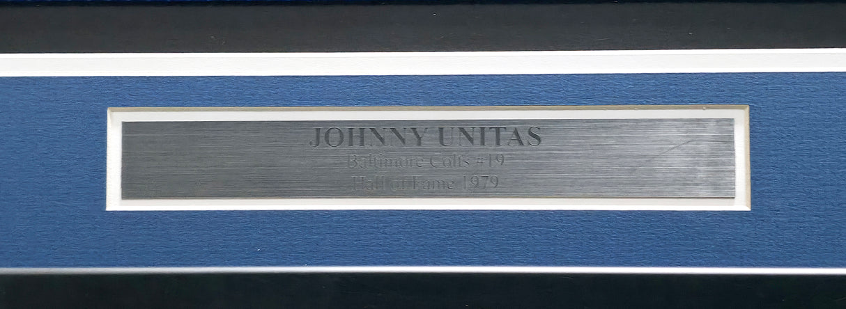 Baltimore Colts Johnny Unitas Autographed Framed Blue Jersey JSA #Z72538