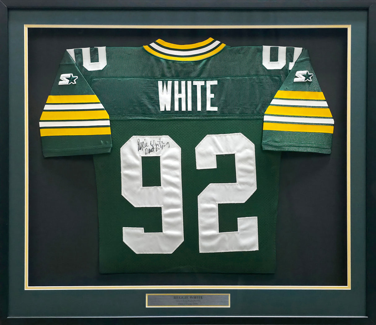 Green Bay Packers Reggie White Autographed Framed Green Starter Jersey JSA #ZZ72919