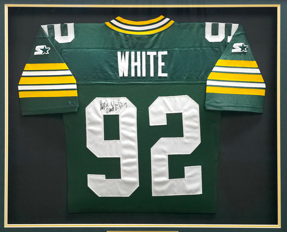 Green Bay Packers Reggie White Autographed Framed Green Starter Jersey JSA #ZZ72919