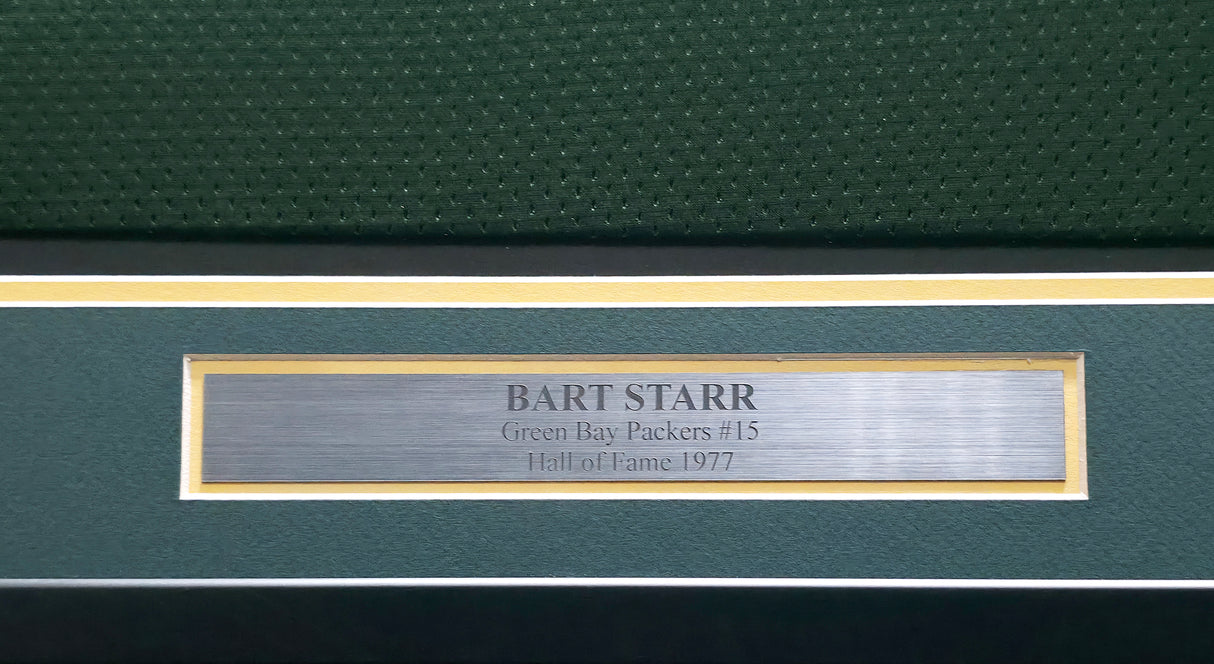 Green Bay Packers Bart Starr Autographed Framed Green Mitchell & Ness Jersey "HOF 77" Beckett BAS #AE49028