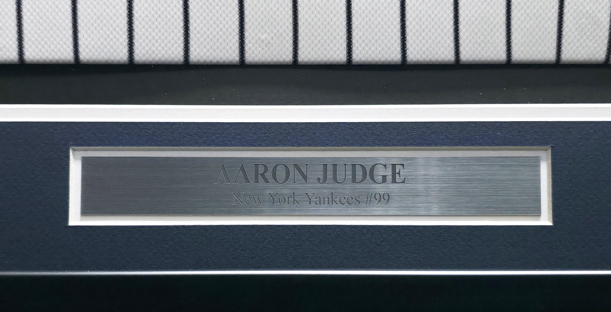 New York Yankees Aaron Judge Autographed Framed White Pinstripes Majestic Jersey Beckett BAS QR #AE31367