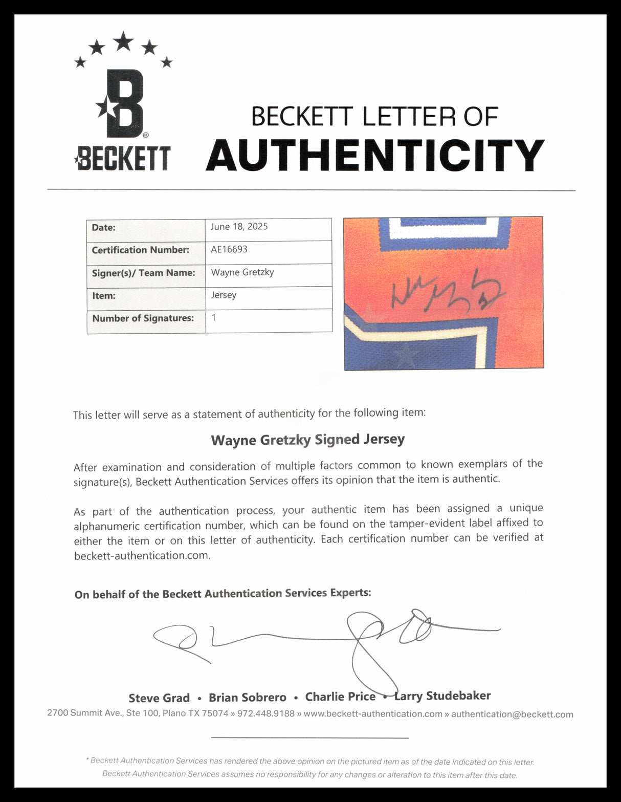 Edmonton Oilers Wayne Gretzky Autographed Framed Blue & Orange Jersey Beckett BAS #AE16693