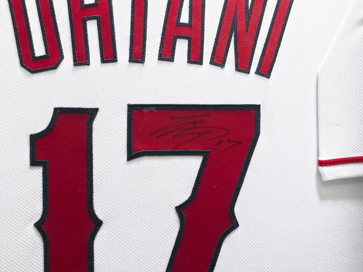 Los Angeles Angels Shohei Ohtani Autographed Framed White Majestic Jersey Beckett BAS #AC97026