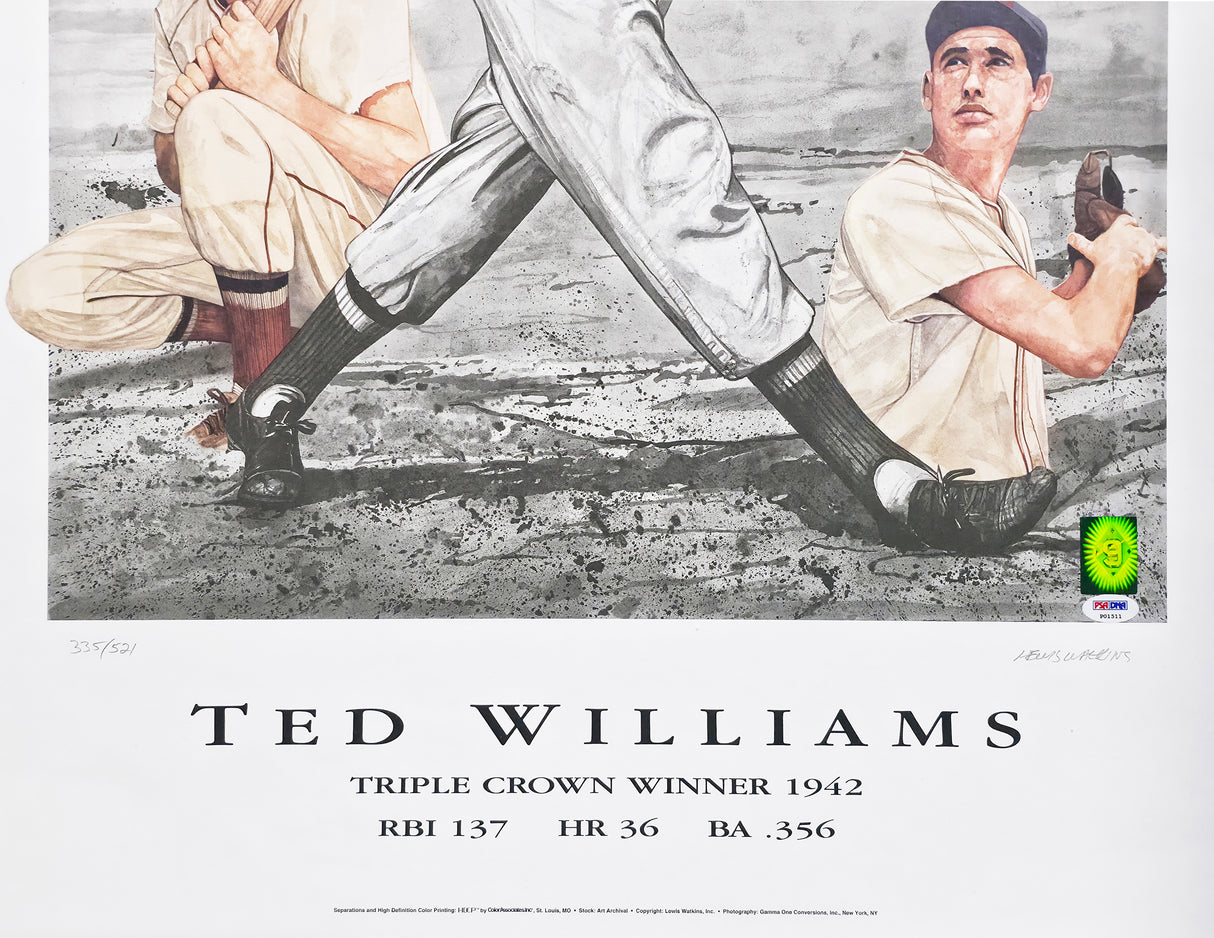 Ted Williams Autographed Framed Lithograph Boston Red Sox "1942" #335/521 PSA/DNA #P01511