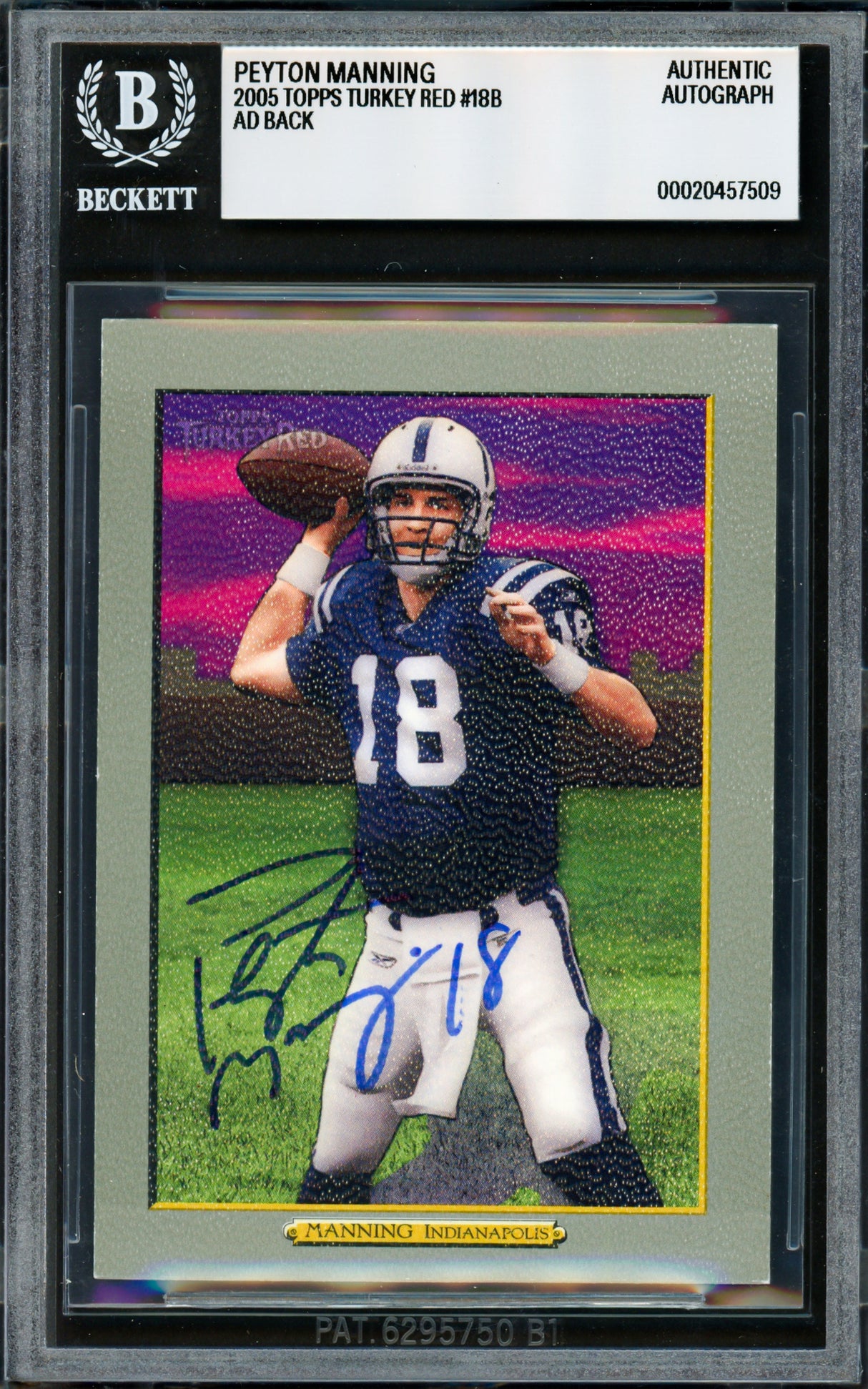 Peyton Manning Autographed 2006 Topps Turkey Red Card #18 Indianapolis Colts Beckett BAS #20457509
