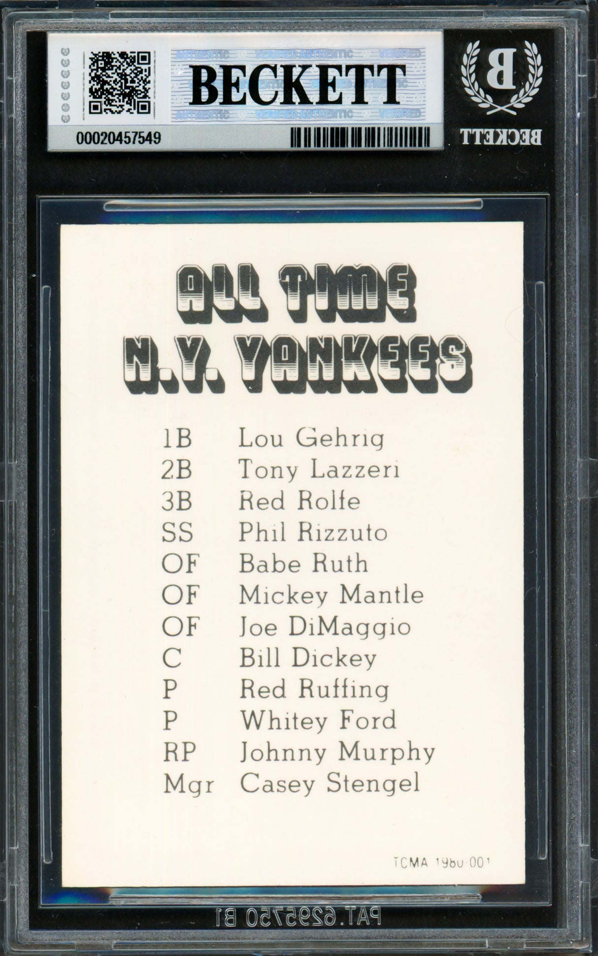 Mickey Mantle Autographed 1980 TCMA Card New York Yankees Beckett BAS #20457549