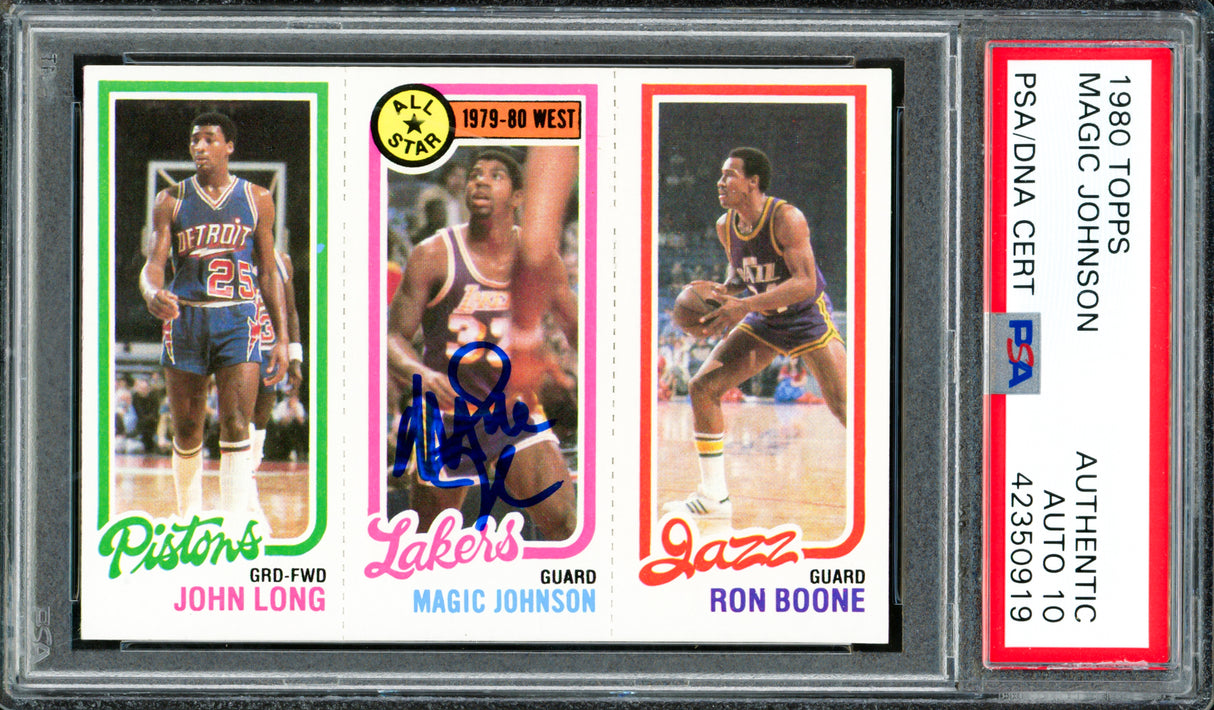 Magic Johnson Autographed 1980-81 Topps Card #18 Los Angeles Lakers Auto Grade Gem Mint 10 PSA/DNA #42350919