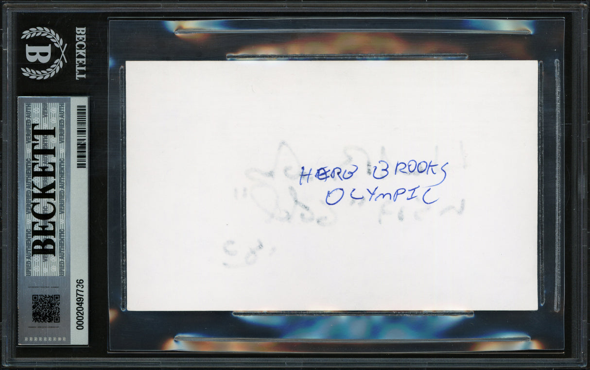 Herb Brooks Autographed 3x5 Index Card 1980 Team USA Auto Grade Gem Mint 10 Beckett BAS #20497736