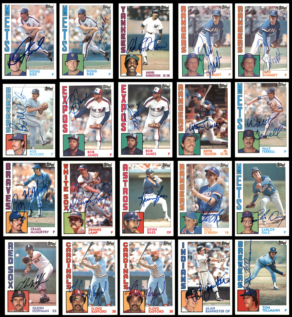 100 Count Lot of Autographed 1984 Topps Baseball Cards SKU #266495