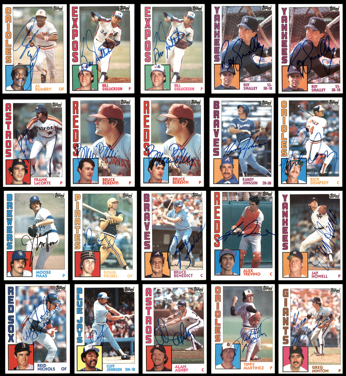 100 Count Lot of Autographed 1984 Topps Baseball Cards SKU #266495