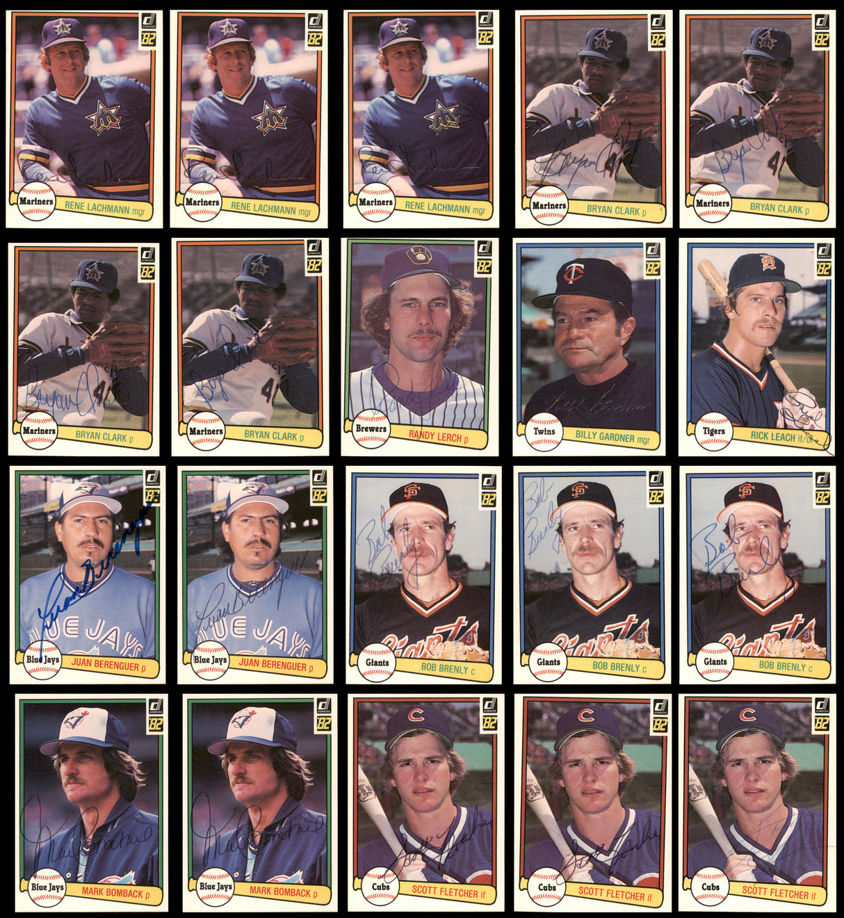 114 Count Lot of Autographed 1982 Donruss Baseball Cards SKU #266504