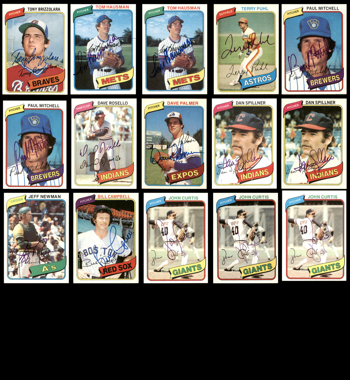 75 Count Lot of Autographed 1980 Topps Baseball Cards SKU #266512