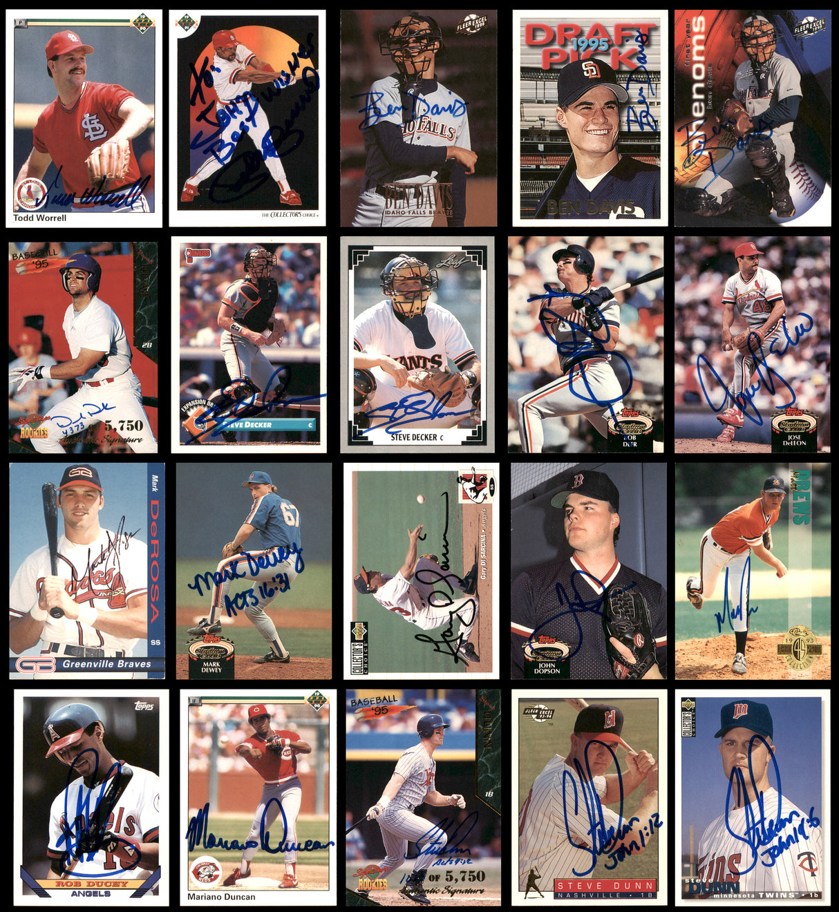 100 Count Lot of Autographed Assorted Baseball Cards (All Different) SKU #266515