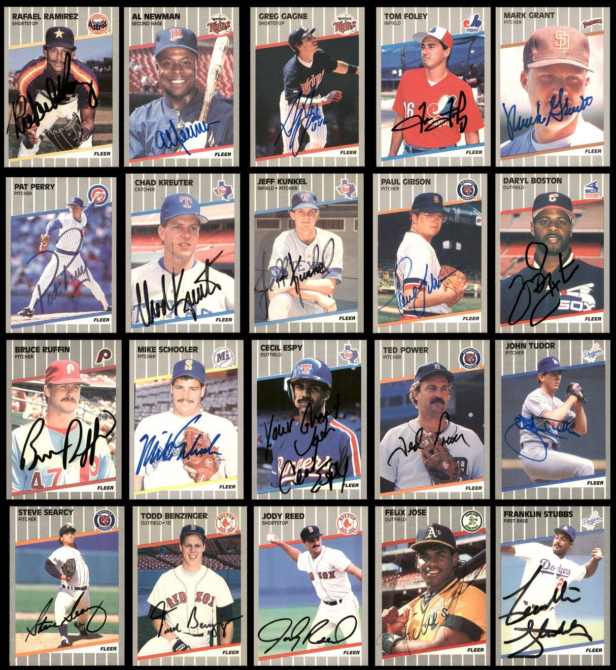 75 Count Lot of Autographed 1989 Fleer Baseball Cards (All Different) SKU #266517