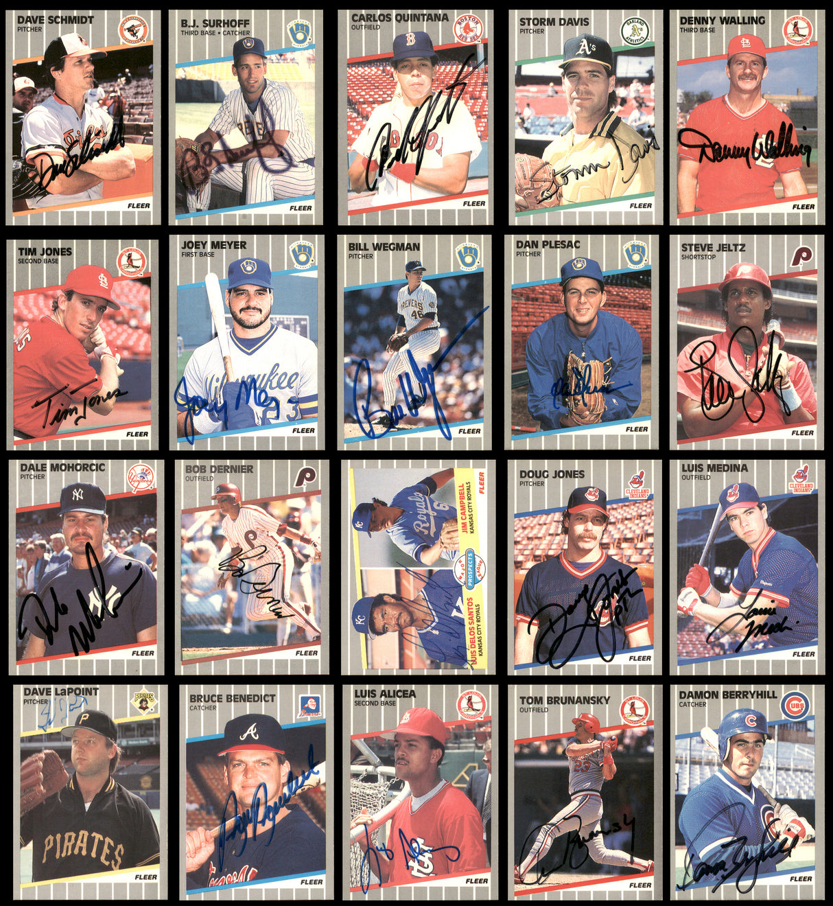 75 Count Lot of Autographed 1989 Fleer Baseball Cards (All Different) SKU #266517