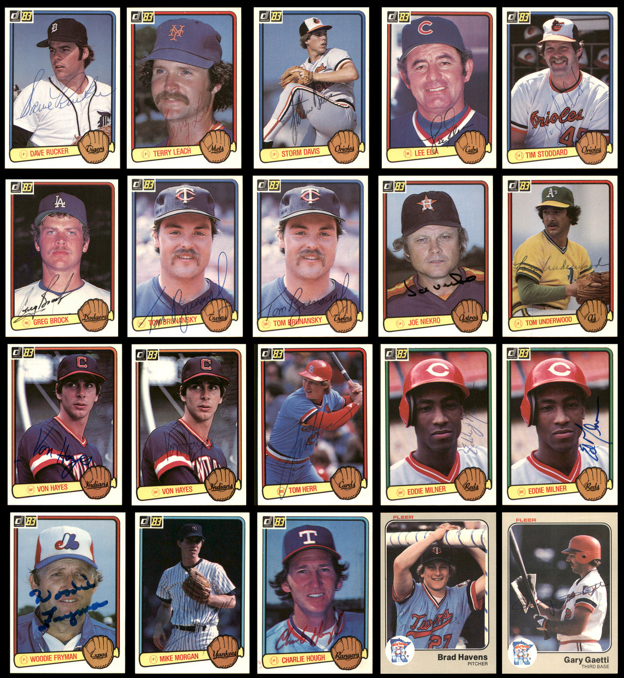 99 Count Lot of Autographed 1983 Topps, Donruss & Fleer Baseball Cards SKU #266523
