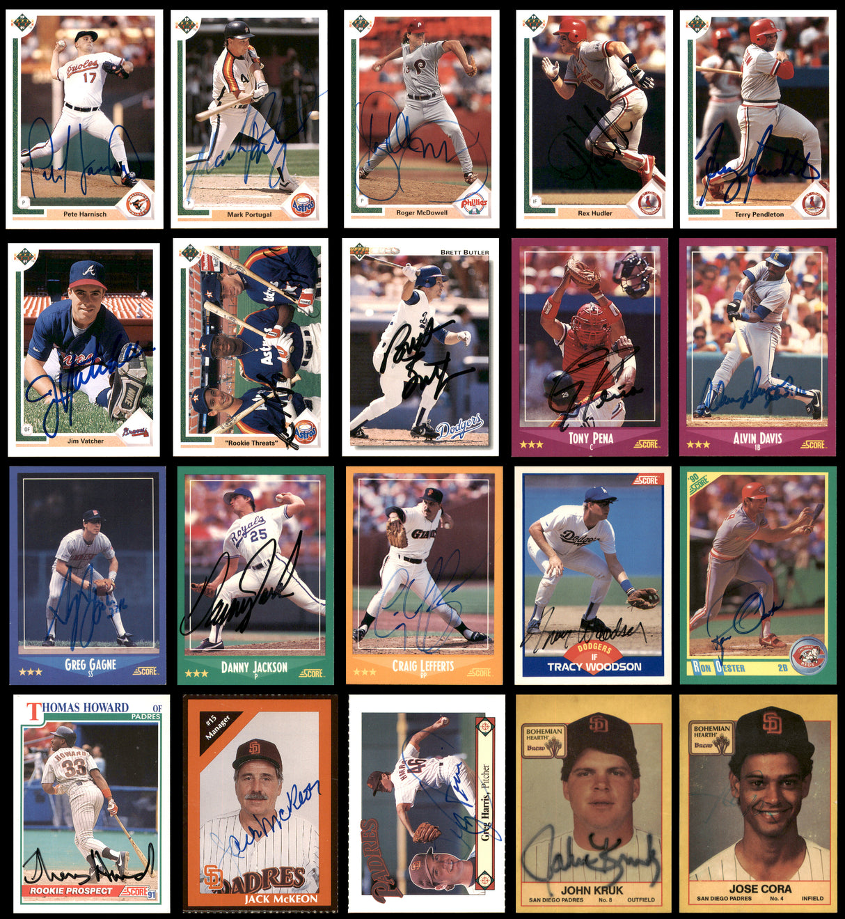 100 Count Lot of Autographed 1984-1991 Baseball Cards SKU #266525