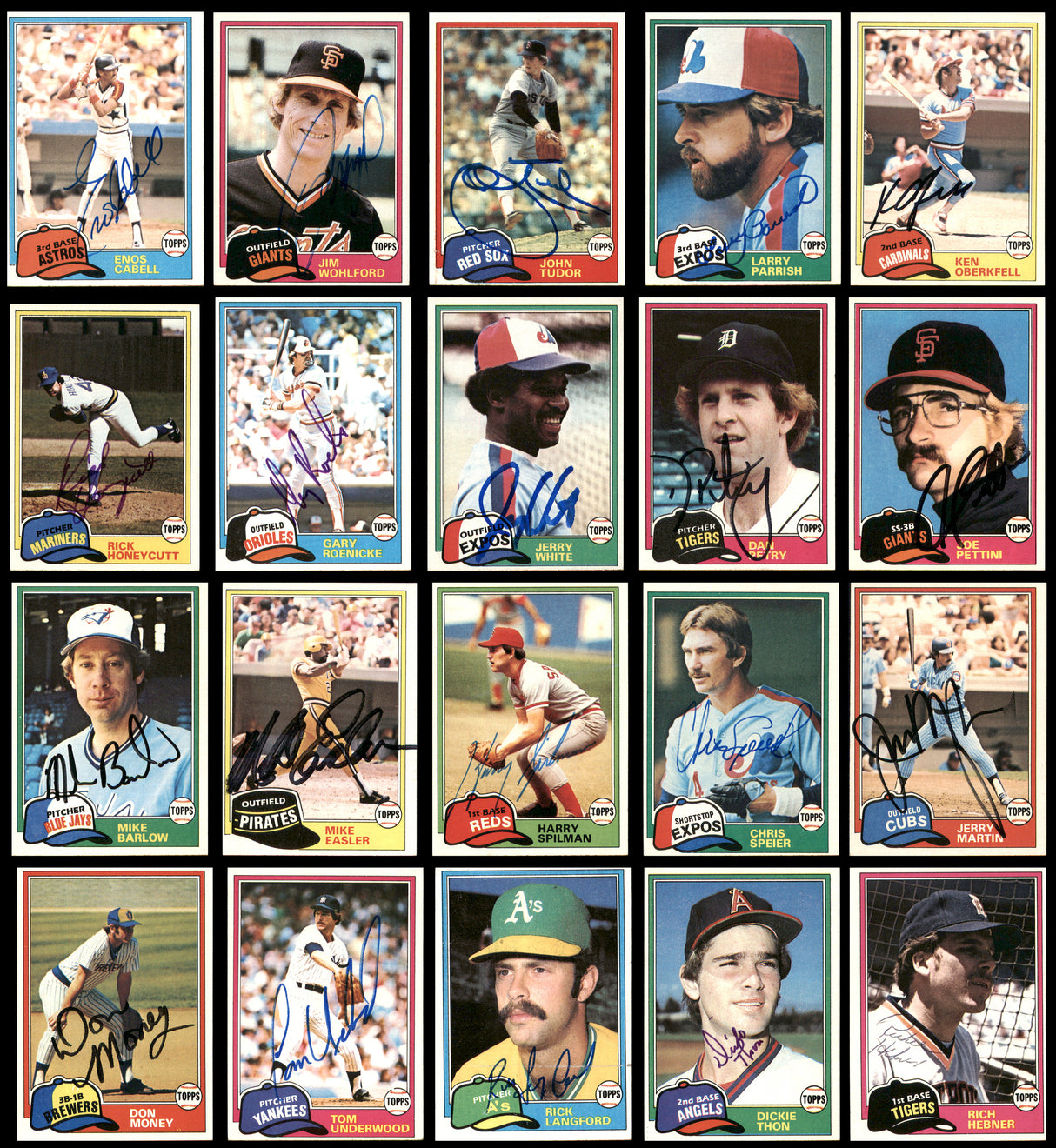 68 Count Lot of Autographed 1981 Topps Baseball Cards SKU #266527