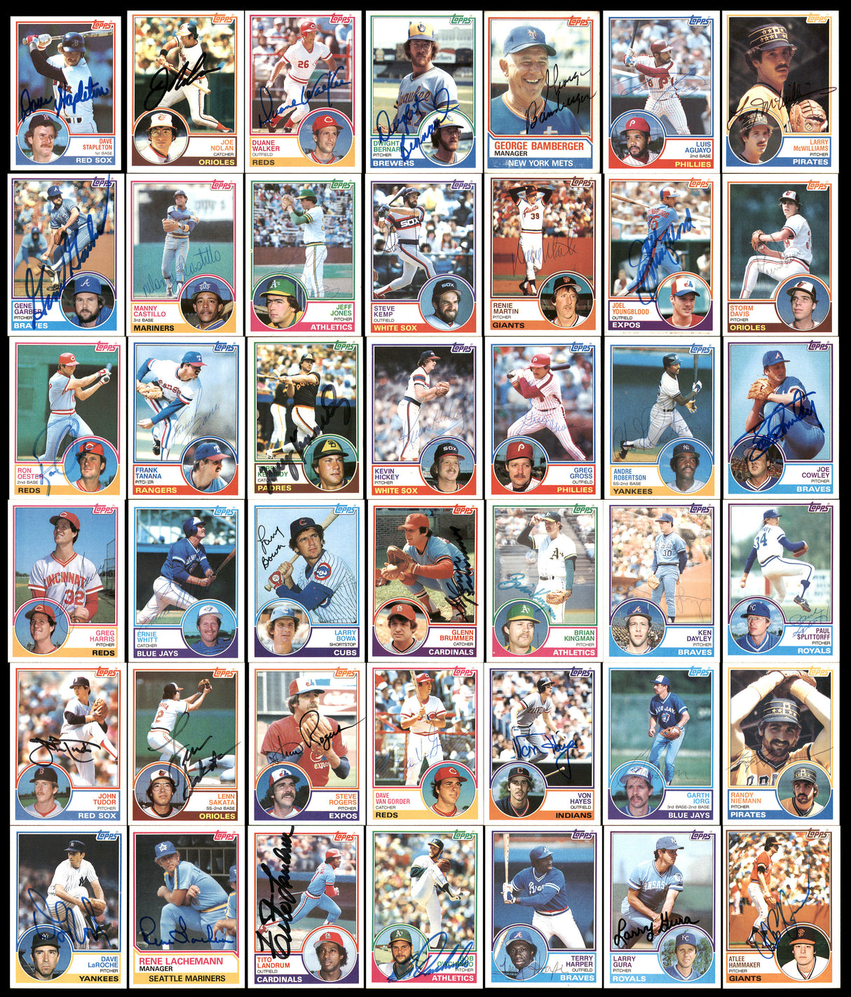 301 Count Lot of Autographed 1983 Topps Baseball Cards (All Different) SKU #266533