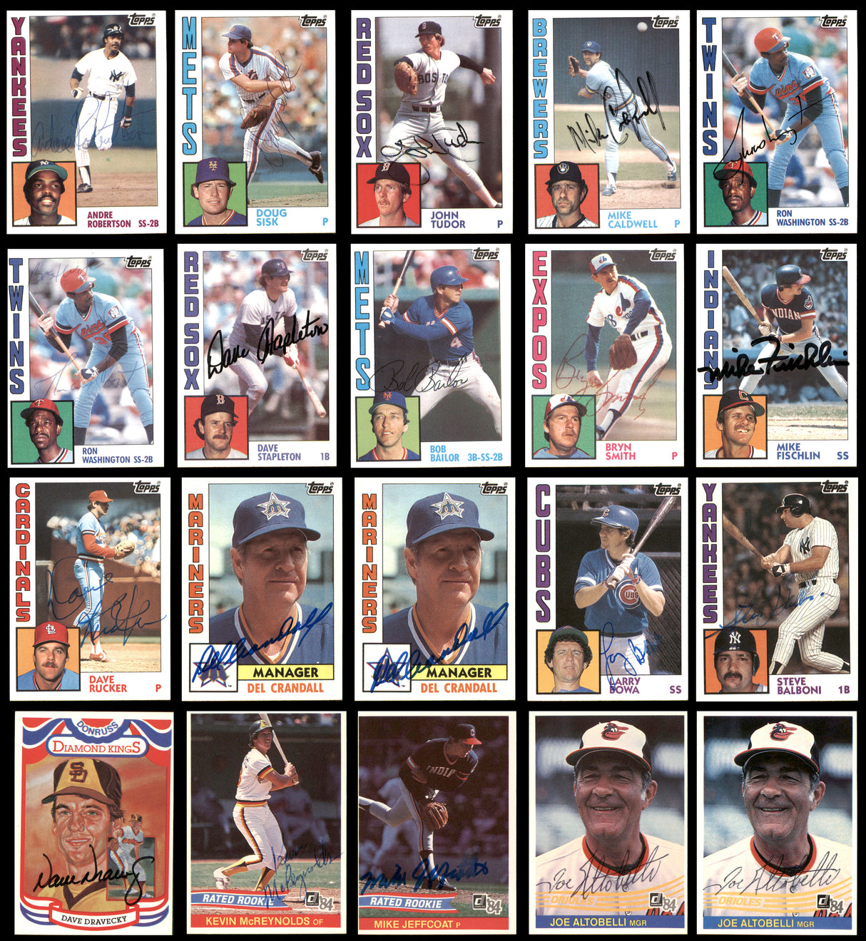 158 Count Lot of Autographed 1984 Topps, Donruss & Fleer Baseball Cards SKU #266537