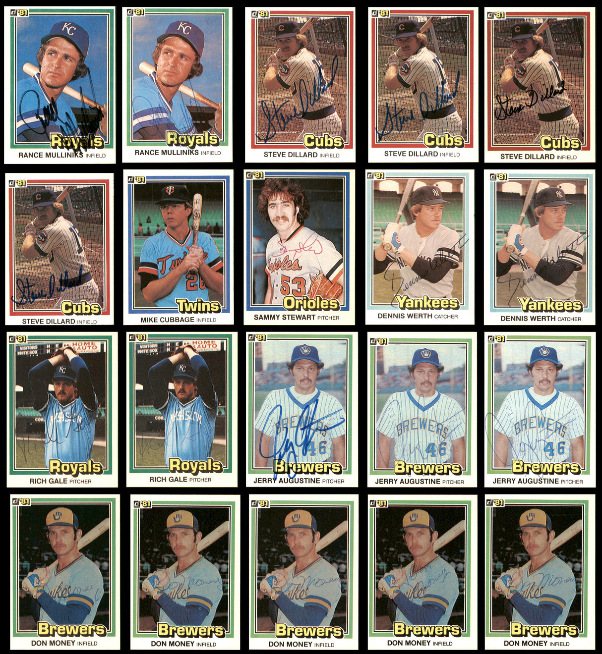 165 Count Lot of Autographed 1981 Donruss Baseball Cards SKU #266539