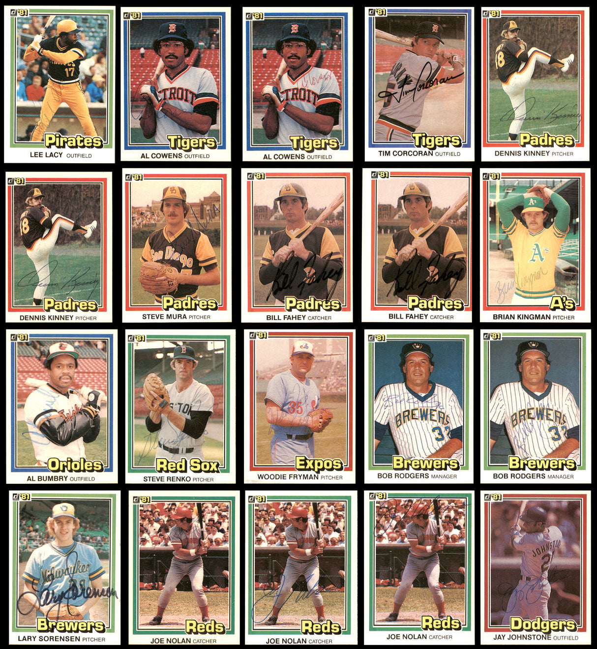 165 Count Lot of Autographed 1981 Donruss Baseball Cards SKU #266539