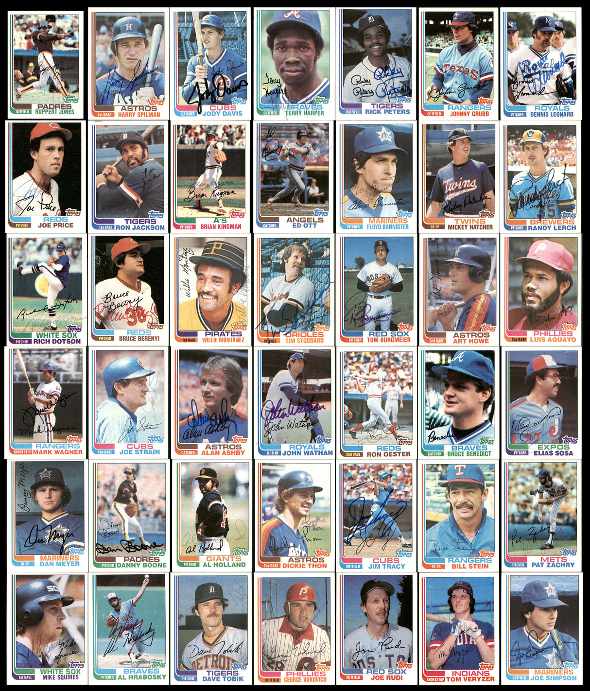 250 Count Lot of Autographed 1982 Topps Baseball Cards (All Different) SKU #266540