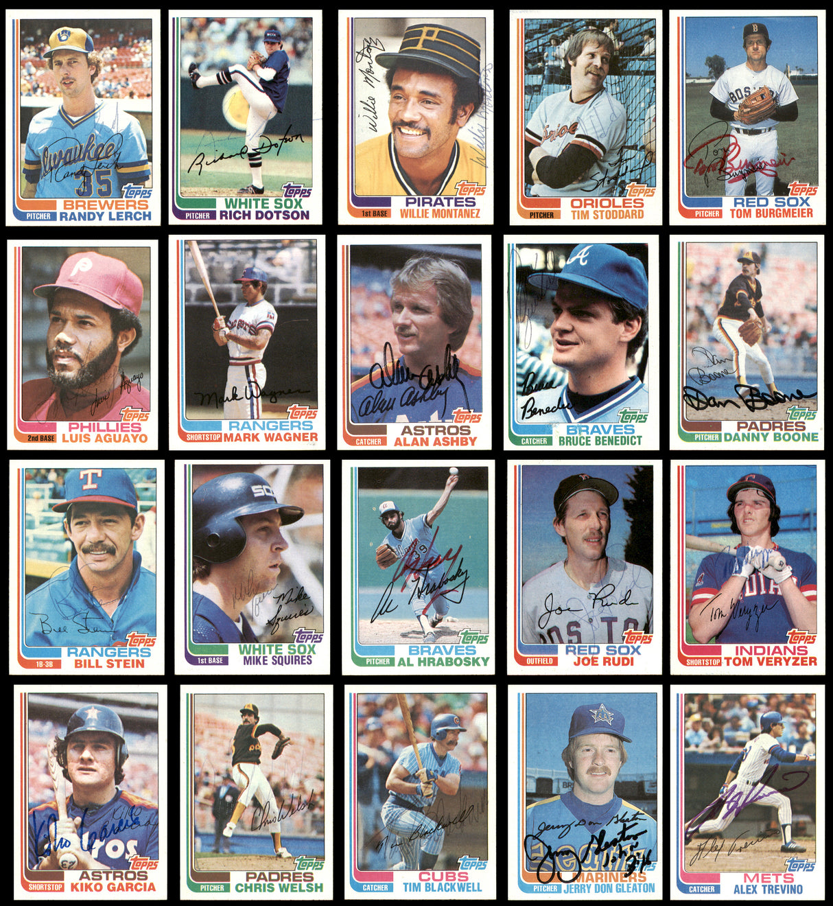 150 Count Lot of Autographed 1982 Topps Baseball Cards (All Different) SKU #266541