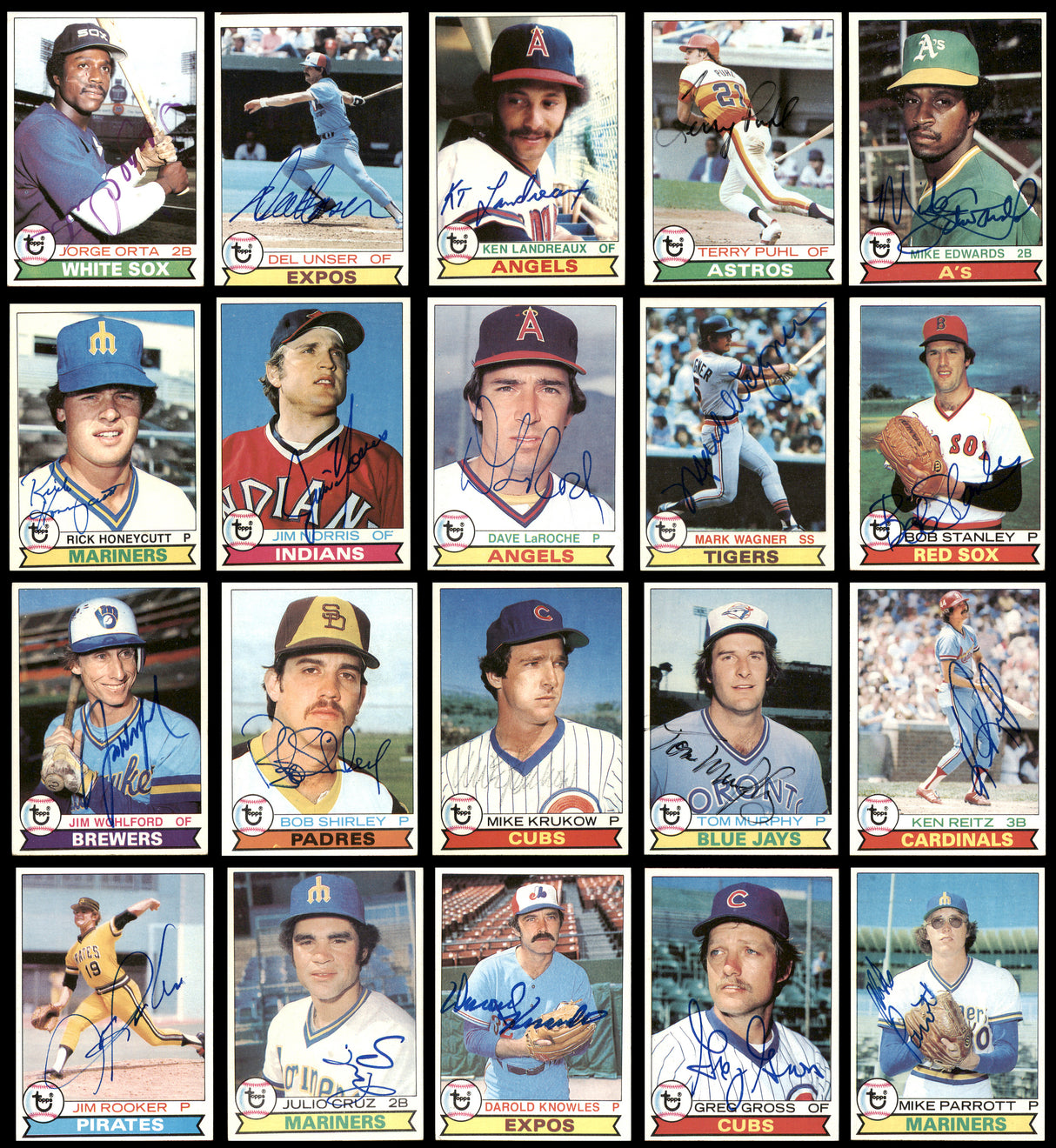185 Count Lot of Autographed 1979 Topps Baseball Cards (All Different) SKU #266545