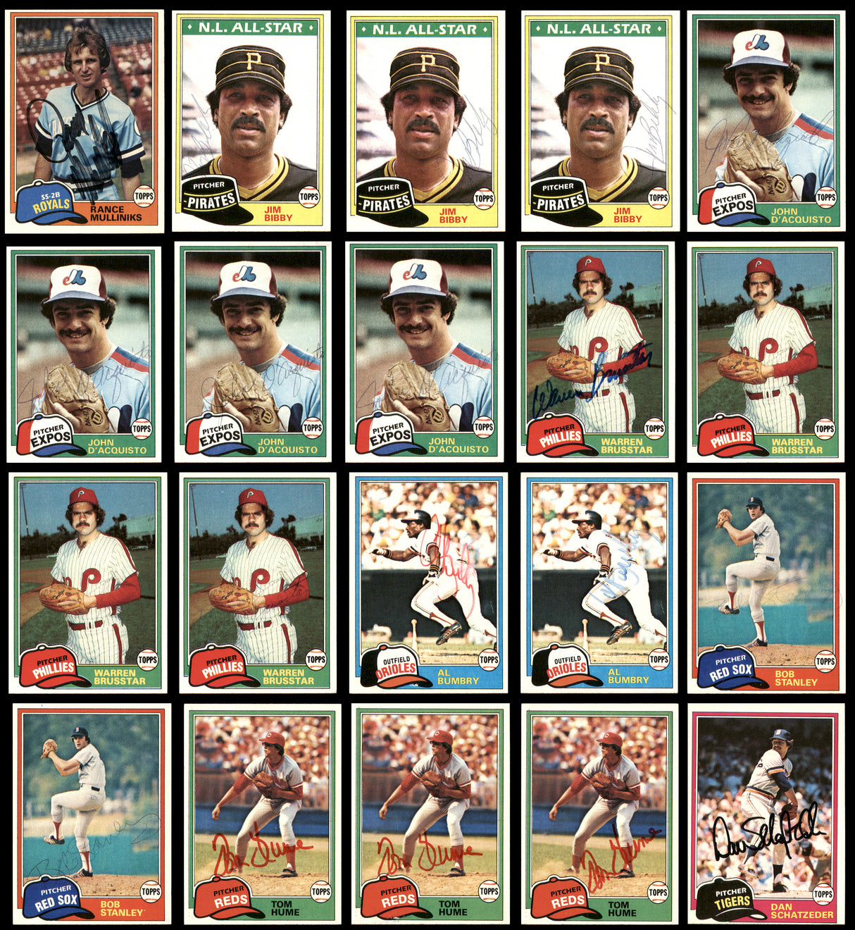 236 Count Lot of Autographed 1981 Topps Baseball Cards SKU #266549